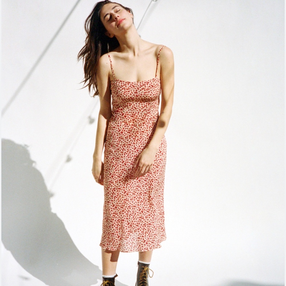 Realisation Par Red Floral Midi Dress
